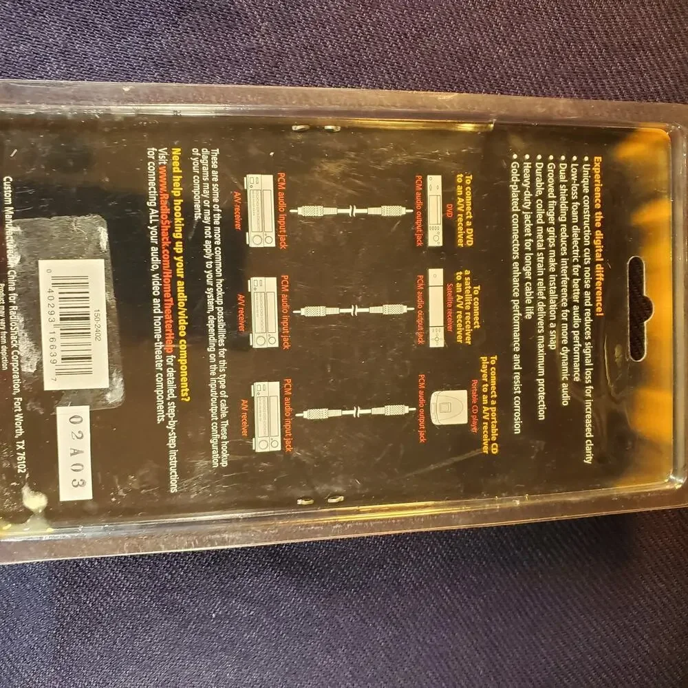 Radio PCM Digital Audio Cable - Gold Series 6' NEW #15-2402